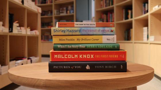 Stack of books on a table